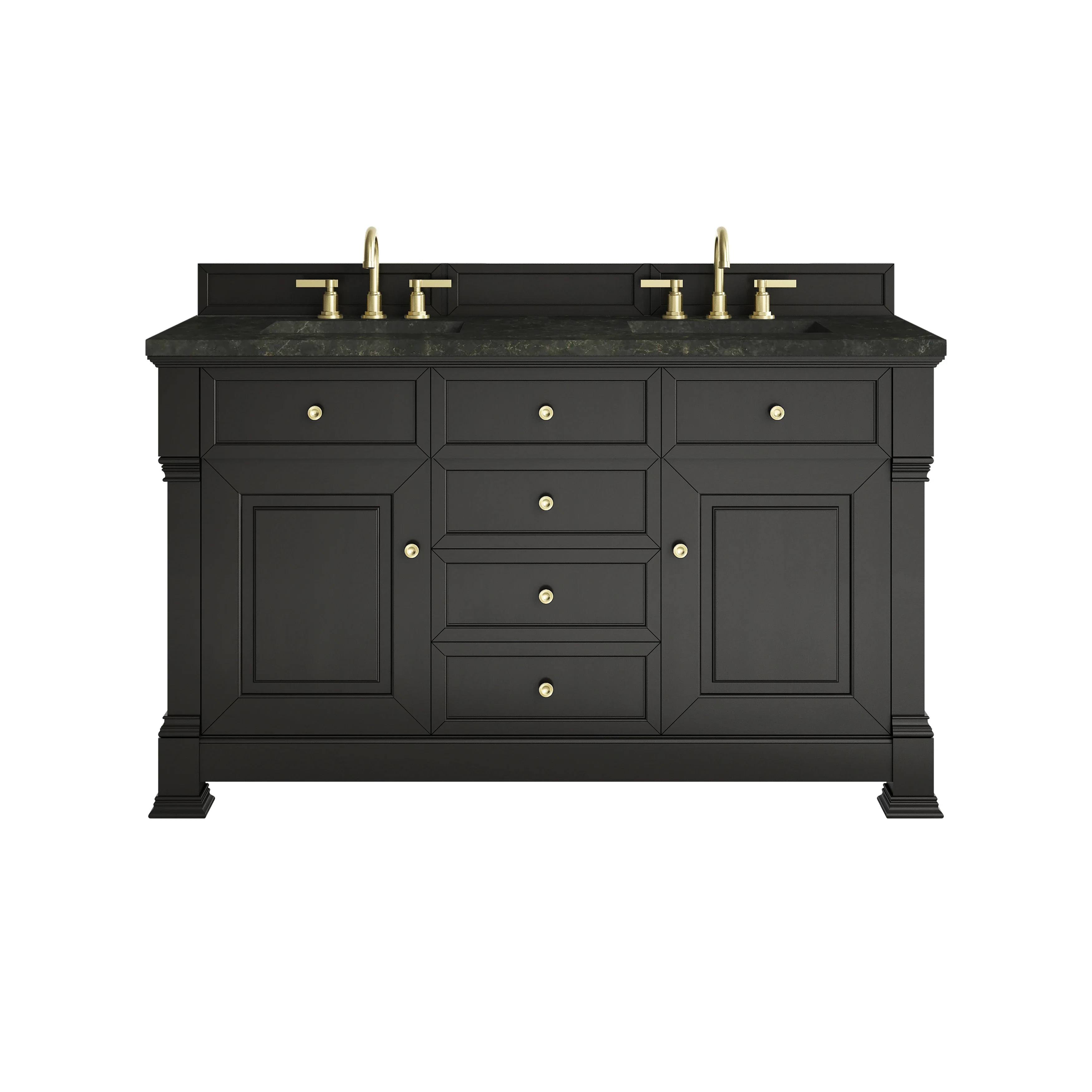Brookfield 60" Double Vanity, Black Onyx, w/ 3 CM Phantome Eclos Top