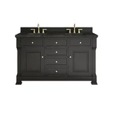 Brookfield 60" Double Vanity, Black Onyx, w/ 3 CM Phantome Eclos Top