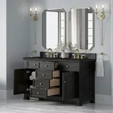 Brookfield 60" Double Vanity, Black Onyx, w/ 3 CM Phantome Eclos Top