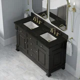 Brookfield 60" Double Vanity, Black Onyx, w/ 3 CM Phantome Eclos Top