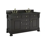 Brookfield 60" Double Vanity, Black Onyx, w/ 3 CM Phantome Eclos Top