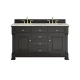 Brookfield 60" Double Vanity, Black Onyx, w/ 3 CM Siberian Silestone Top