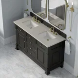 Brookfield 60" Double Vanity, Black Onyx, w/ 3 CM Siberian Silestone Top