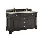 Brookfield 60" Double Vanity, Black Onyx, w/ 3 CM Siberian Silestone Top