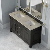 Brookfield 60" Double Vanity, Black Onyx, w/ 3 CM Tajnar Eclos Top