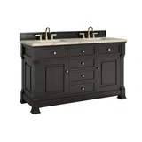 Brookfield 60" Double Vanity, Black Onyx, w/ 3 CM Tajnar Eclos Top