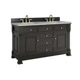 Brookfield 60" Double Vanity, Black Onyx w/ 3 CM Victorian Silver Silestone Top