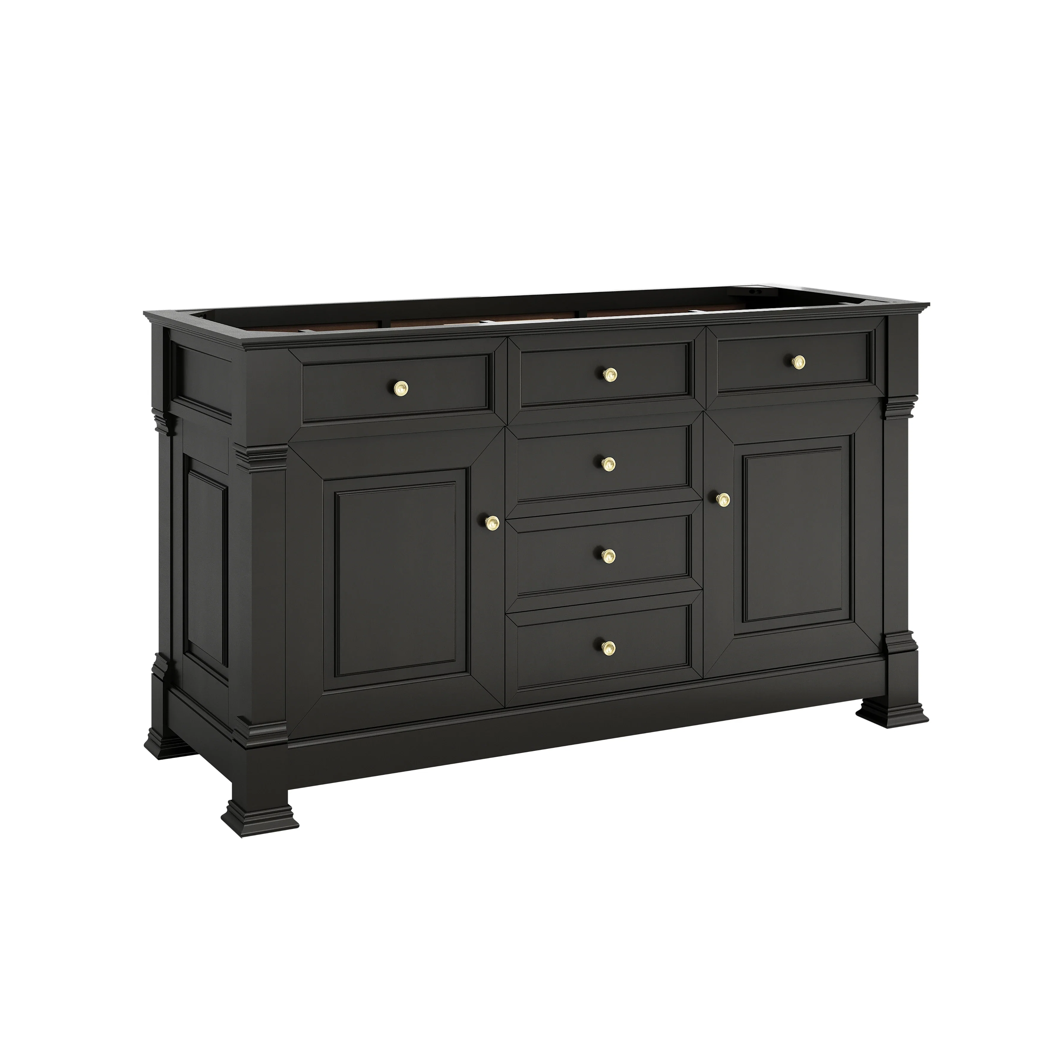 Brookfield 60" Double Vanity, Black Onyx w/ 3 CM Victorian Silver Silestone Top