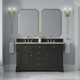 Brookfield 60" Double Vanity, Black Onyx w/ 3 CM Victorian Silver Silestone Top