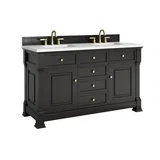 Brookfield 60" Double Vanity, Black Onyx,  w/ 3 CM White Zeus Silestone Top
