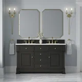 Brookfield 60" Double Vanity, Black Onyx,  w/ 3 CM White Zeus Silestone Top