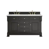 Brookfield 60" Double Vanity, Black Onyx w/ 3 CM Ethereal Noctis Silestone Top w/FreePower Wireless Charger