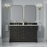 Brookfield 60" Double Vanity, Black Onyx w/ 3 CM Ethereal Noctis Silestone Top w/FreePower Wireless Charger