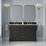 Brookfield 60" Double Vanity, Black Onyx, w/ 3 CM Siberian Silestone Top w/FreePower Wireless Charger