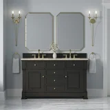 Brookfield 60" Double Vanity, Black Onyx, w/ 3 CM Tajnar Eclos Top w/FreePower Wireless Charger