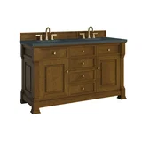 Brookfield 60" Double Vanity, Honey Oak w/3 CM Charcoal Soapstone Silestone Top