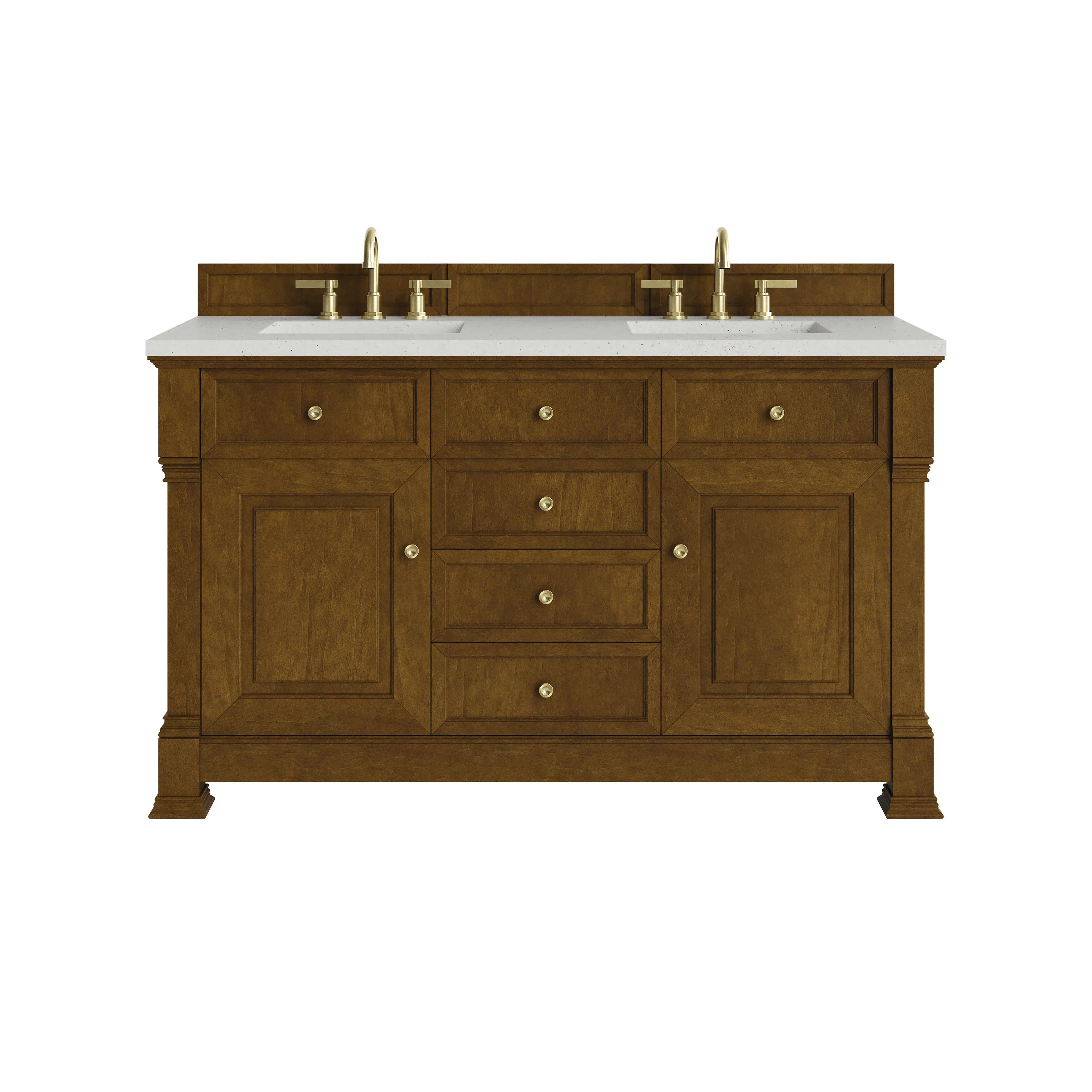 Brookfield 60" Double Vanity, Honey Oak w/ 3 CM Lime Delight Silestone Top