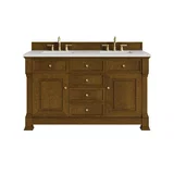 Brookfield 60" Double Vanity, Honey Oak w/ 3 CM Lime Delight Silestone Top