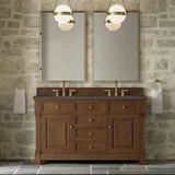 Brookfield 60" Double Vanity, Honey Oak w/ 3 CM Parisien Bleu Silestone Top