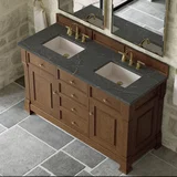 Brookfield 60" Double Vanity, Honey Oak w/ 3 CM Parisien Bleu Silestone Top