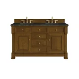Brookfield 60" Double Vanity, Honey Oak, w/ 3 CM Phantome Eclos Top