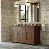 Brookfield 60" Double Vanity, Honey Oak, w/ 3 CM Phantome Eclos Top