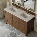 Brookfield 60" Double Vanity, Honey Oak, w/ 3 CM Siberian Silestone Top