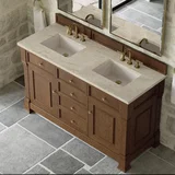 Brookfield 60" Double Vanity, Honey Oak, w/ 3 CM Tajnar Eclos Top