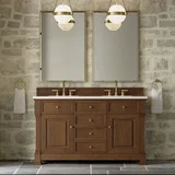 Brookfield 60" Double Vanity, Honey Oak,  w/ 3 CM White Zeus Silestone Top