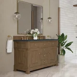 Brookfield 60" Double Vanity, Pecan w/3 CM Charcoal Soapstone Silestone Top