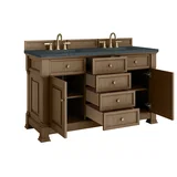 Brookfield 60" Double Vanity, Pecan w/3 CM Charcoal Soapstone Silestone Top