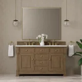 Brookfield 60" Double Vanity, Pecan w/ 3 CM Ethereal Noctis Silestone  Top