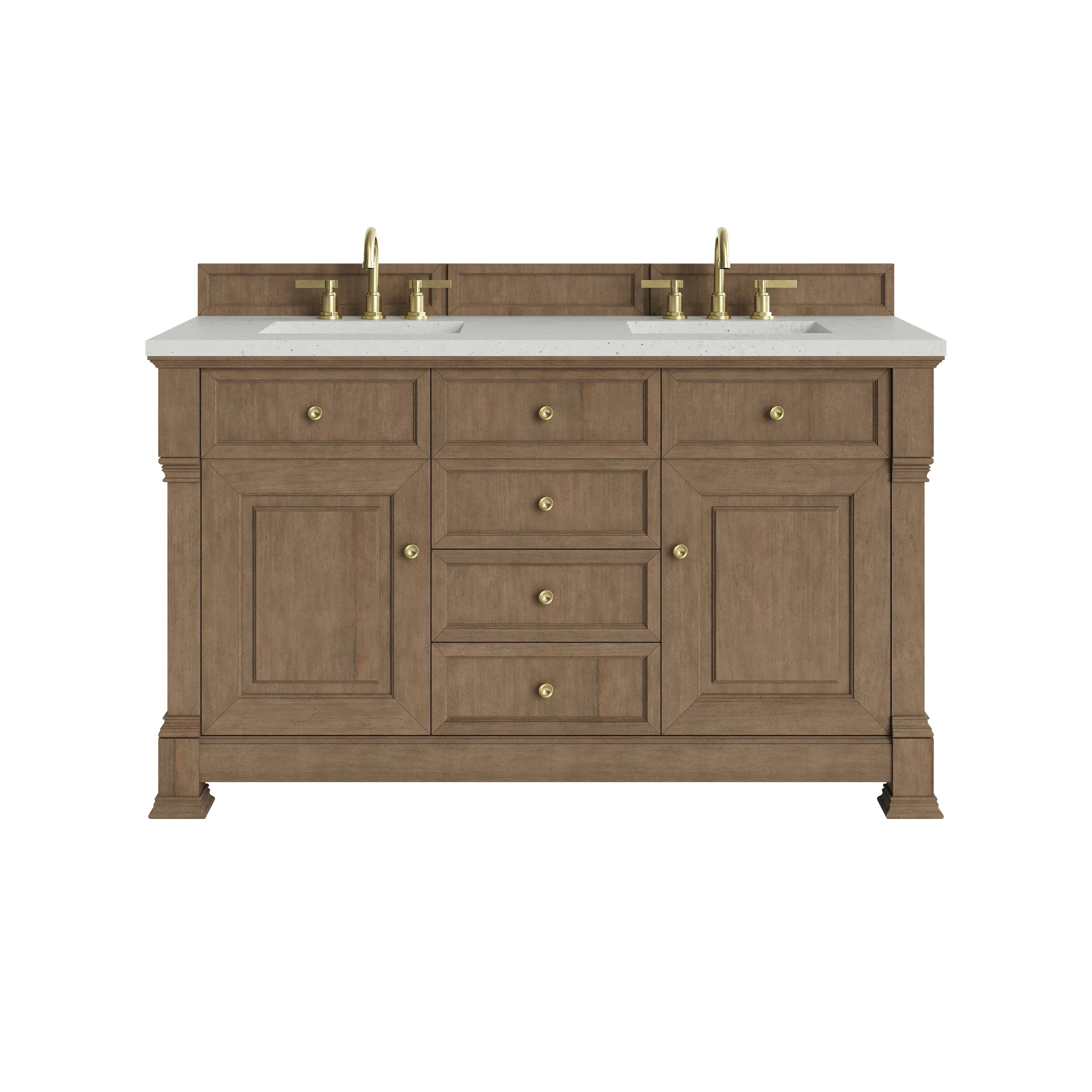 Brookfield 60" Double Vanity, Pecan w/ 3 CM Lime Delight Silestone  Top