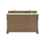 Brookfield 60" Double Vanity, Pecan, w/ 3 CM Siberian Silestone Top
