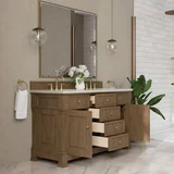 Brookfield 60" Double Vanity, Pecan, w/ 3 CM Siberian Silestone Top