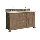Brookfield 60" Double Vanity, Pecan, w/ 3 CM Siberian Silestone Top
