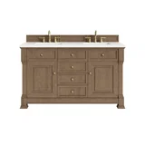 Brookfield 60" Double Vanity, Pecan, w/ 3 CM White Zeus Silestone  Top