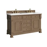 Brookfield 60" Double Vanity, Pecan, w/ 3 CM White Zeus Silestone  Top