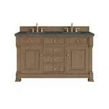 Brookfield 60" Double Vanity, Pecan w/ 3 CM Parisien Bleu Silestone Top w/FreePower Wireless Charger