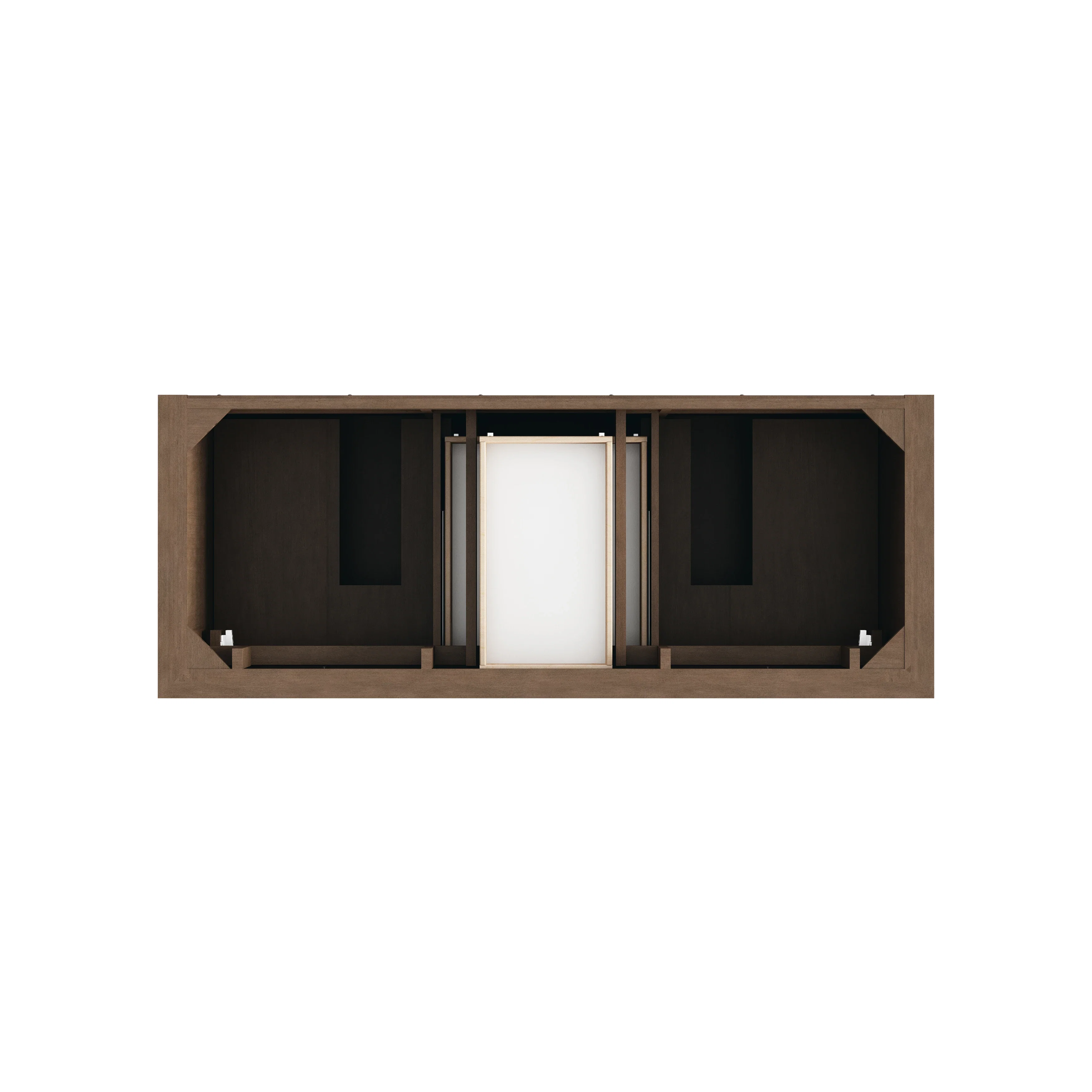 Brookfield 60" Double Vanity, Pecan, w/ 3 CM Tajnar Eclos Top w/FreePower Wireless Charger