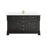 Brookfield 60" Single Vanity, Black Onyx w/ Single Hole 3 CM White Zeus Silestone Top & Backsplash