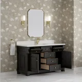 Brookfield 60" Single Vanity, Black Onyx w/ Single Hole 3 CM White Zeus Silestone Top & Backsplash