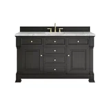 Brookfield 60" Single Vanity, Black Onyx w/3 CM Carrara White Marble Top
