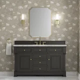 Brookfield 60" Single Vanity, Black Onyx w/3 CM Carrara White Marble Top