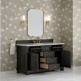 Brookfield 60" Single Vanity, Black Onyx w/3 CM Carrara White Marble Top