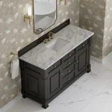 Brookfield 60" Single Vanity, Black Onyx w/3 CM Carrara White Marble Top