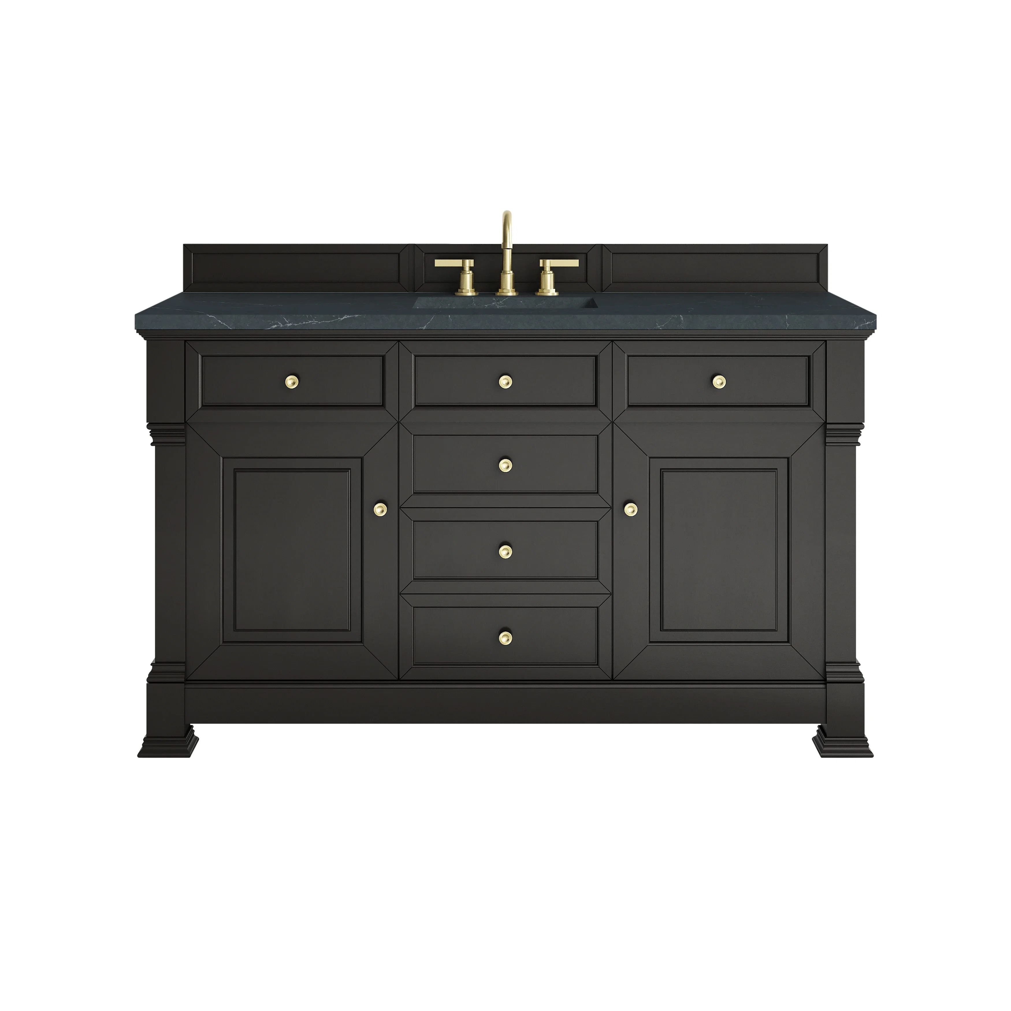 Brookfield 60" Single Vanity, Black Onyx w/3 CM Charcoal Soapstone Silestone Top