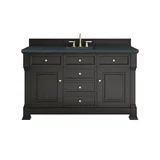 Brookfield 60" Single Vanity, Black Onyx w/3 CM Charcoal Soapstone Silestone Top