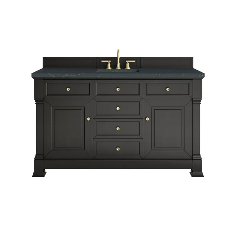 Brookfield 60" Single Vanity, Black Onyx w/3 CM Charcoal Soapstone Silestone Top