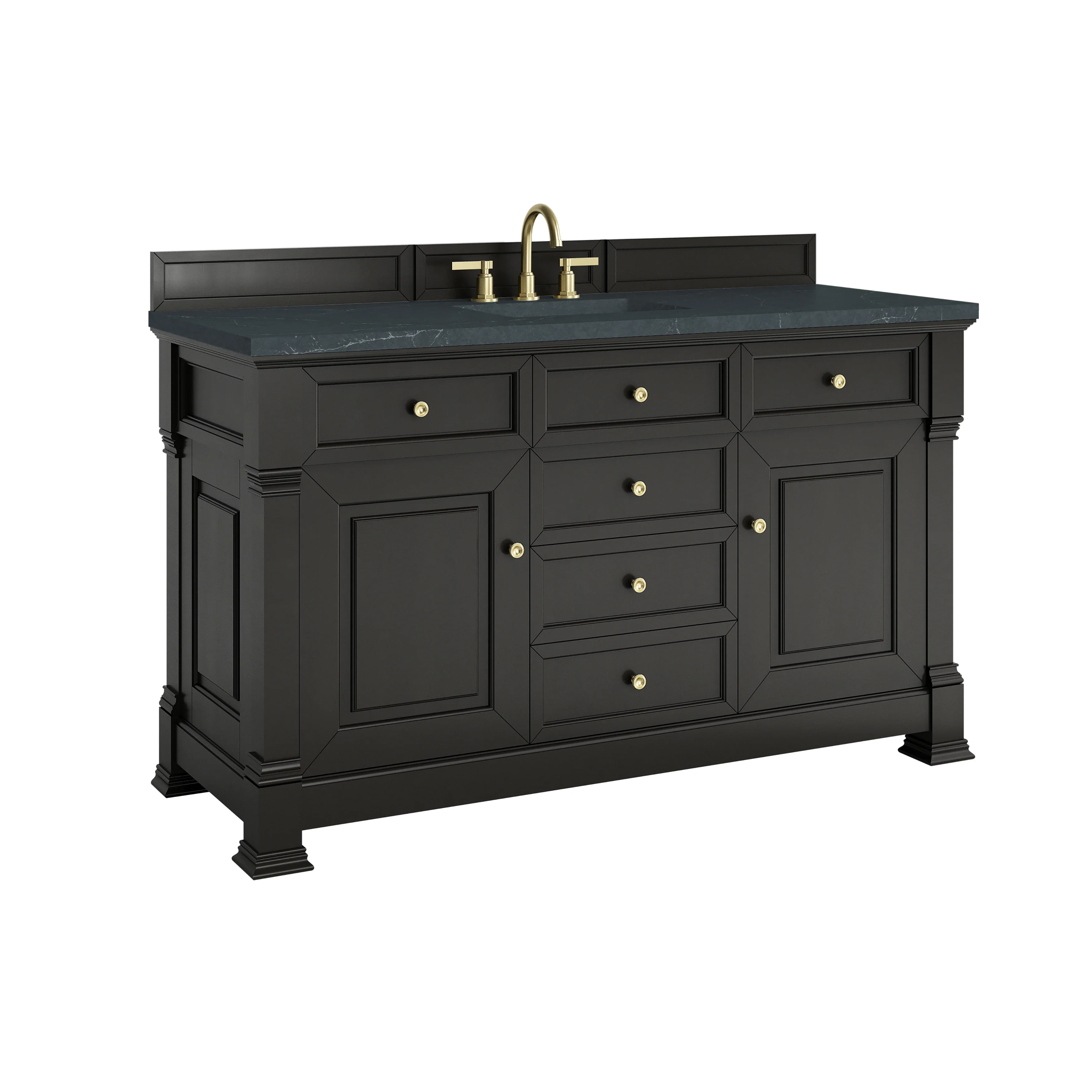 Brookfield 60" Single Vanity, Black Onyx w/3 CM Charcoal Soapstone Silestone Top